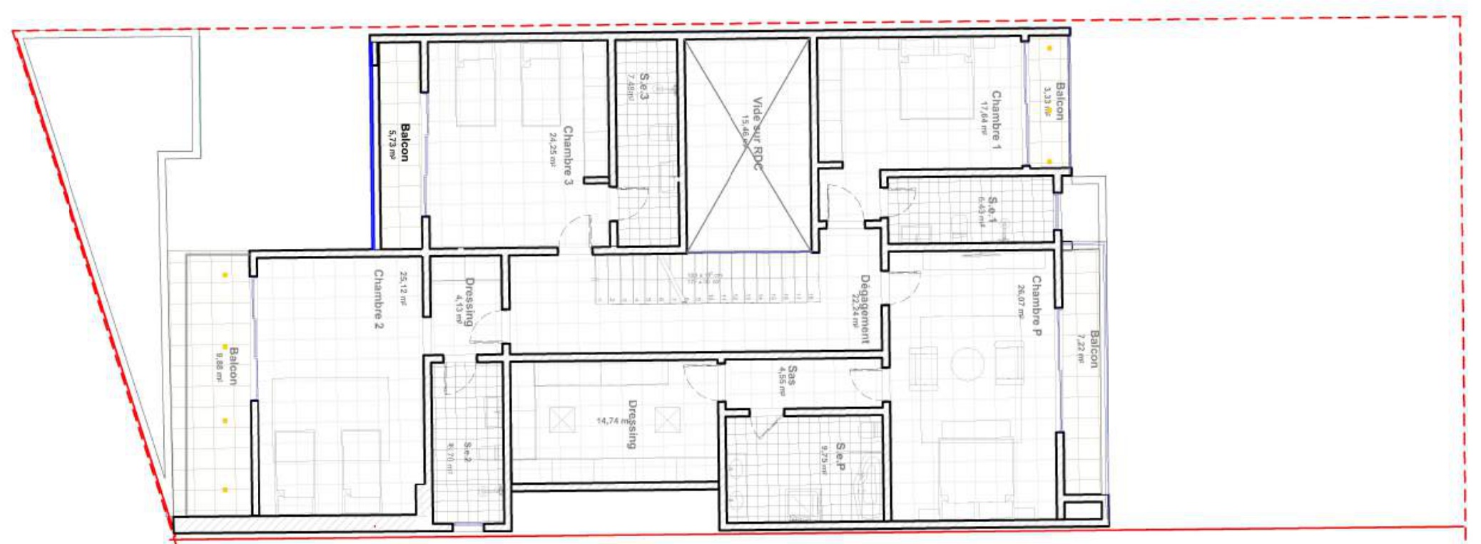 Plan de l’étage de la Villa 1
